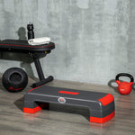 Stepper aérobic fitness hauteur réglable 3 niveaux surface antidérapante 78 x 28 x 20 cm gris et rouge