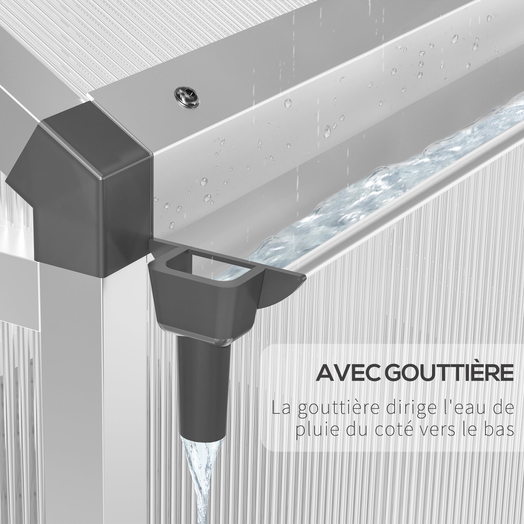 Serre de jardin en aluminium polycarbonate, serre avec fenêtres supérieures réglables, porte battante, abri extérieur résistant aux intempéries pour plante fleur, 242x190x195 cm, transparent