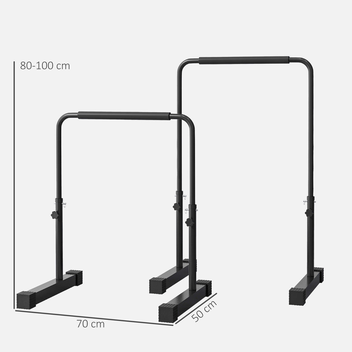 Dips barre parallèle Station de Musculation Réglable en Acier, hauteur réglables avec 4 niveaux pour Dips, Push Up, Parallettes Fitness, noir