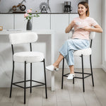 Lot de 2 tabourets de bar en tissu bouclette, chaises de bar avec dossier courbé, repose-pieds, 49x52x95cm, crème