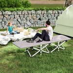 Cama de camping plegable con colchón, tumbona, silla reclinable y bolsa de almacenamiento integrada, dim. 185L x 65l x 37H cm, gris