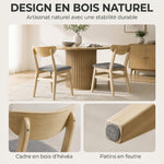 Lote de 2 sillas de comedor, sillas de cocina, asiento tapizado en lino, respaldo curvado, gris y madera natural