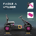 Kart à pédales pour enfant siège réglable 3 positions frein à main enfant de 5 à 12 ans rose noir