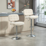 Lot de 2 tabourets de bar avec dossier, hauteur réglable et repose-pieds, cadre en acier, charge 120 Kg, beige