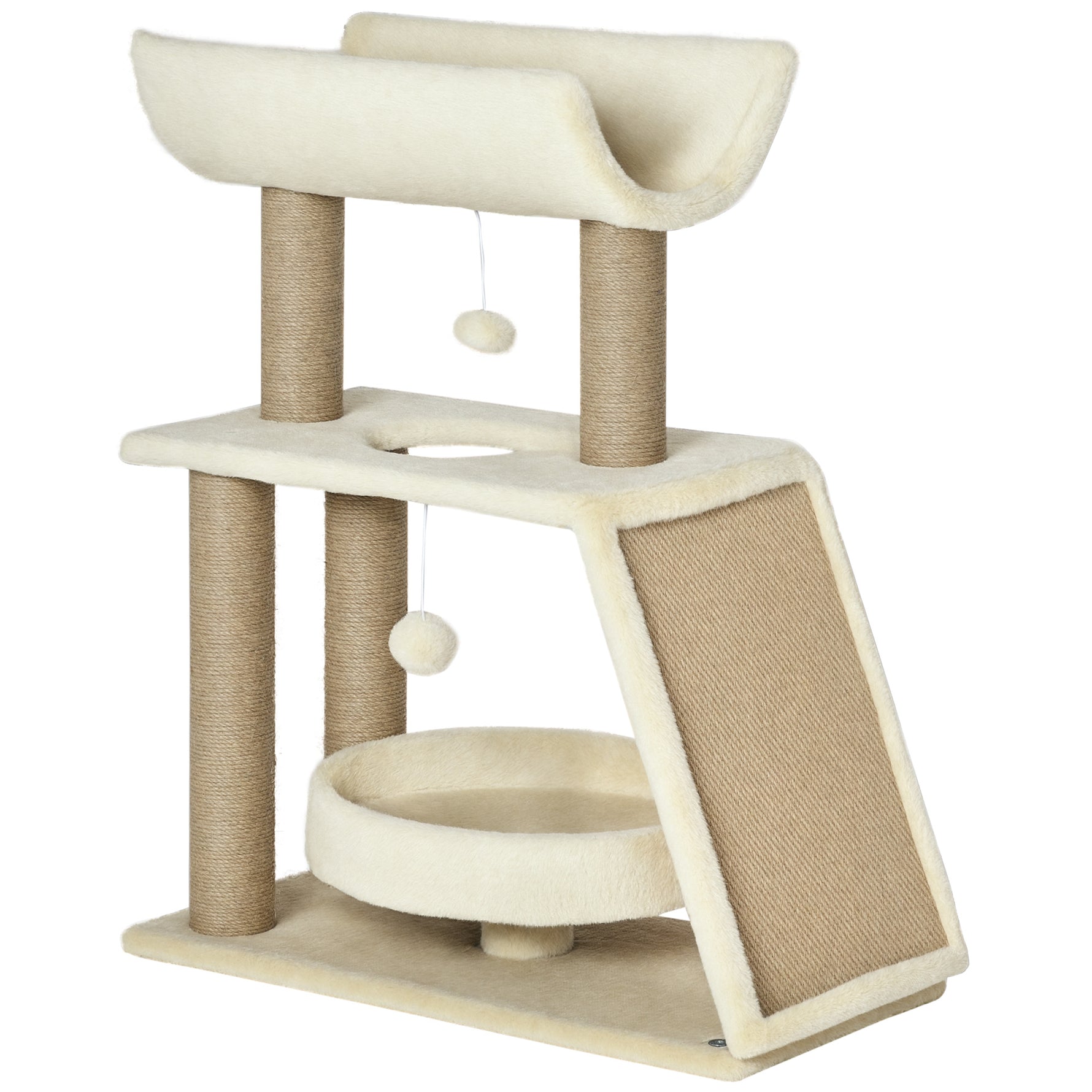 Arbre à chats design cosy chic multi-équipements centre d'activités griffoirs grattoir plateformes brun clair