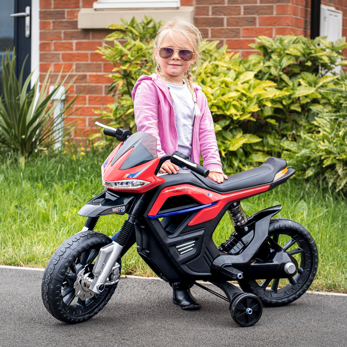Moto électrique pour Enfants de 3-6 ans 25 W 6 V 3 Km/h Effets Lumineux et sonores roulettes Amovibles Charge max. 30 kg Rouge