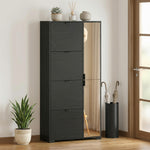 Meuble à chaussures 16 paires armoire à chaussures 4 tiroirs rabattables 2 portes en miroir étagères réglables noir