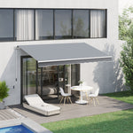 Store banne manuel rétractable 395 x 245 cm store exterieur terrasse avec manivelle, angle réglable 45°-85°