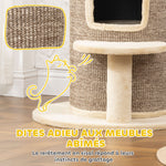 Tonneau à gratter tour à griffer pour chat 2 niveaux avec plate-forme parfait pour griffes & jeu 60 x 60 x 61 cm beige