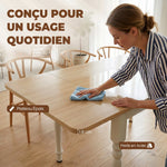 Table à manger pliante pour 2 à 6 personnes 74-134 cm, table de cuisine avec 2 abattants, pieds en acier, bois naturel