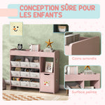 Meuble rangement enfant étagère de rangement pour jouets enfants avec 9 tiroirs en tissu et placard, rose