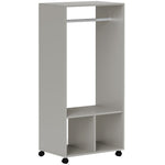 Armoire penderie étagère 2 niches penderie 4 roulettes pivotantes dim. 60L x 40l x 128H cm gris