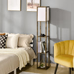 Lampadaire étagère Lampe étagère 26L x 26l x 160H cm 3 étagères 4 Niveaux MDF Blanc et Marron