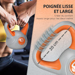 Kettlebell 8 kg, haltère avec poignée ergonomique, haltère à boule, musculation, entraînement, 20 x 14 x 24 cm, orange