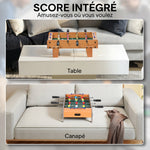 Mini Babyfoot Jeu de Table Baby-Foot Panneaux de Score et 2 Balles 50,6x50,5x18cm Finition Bois Naturel
