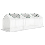 Serre de jardin mini serre 3 fenêtres enroulables couverture en PE haute densité 140 g/m² 180 x 60 x 60 cm blanc