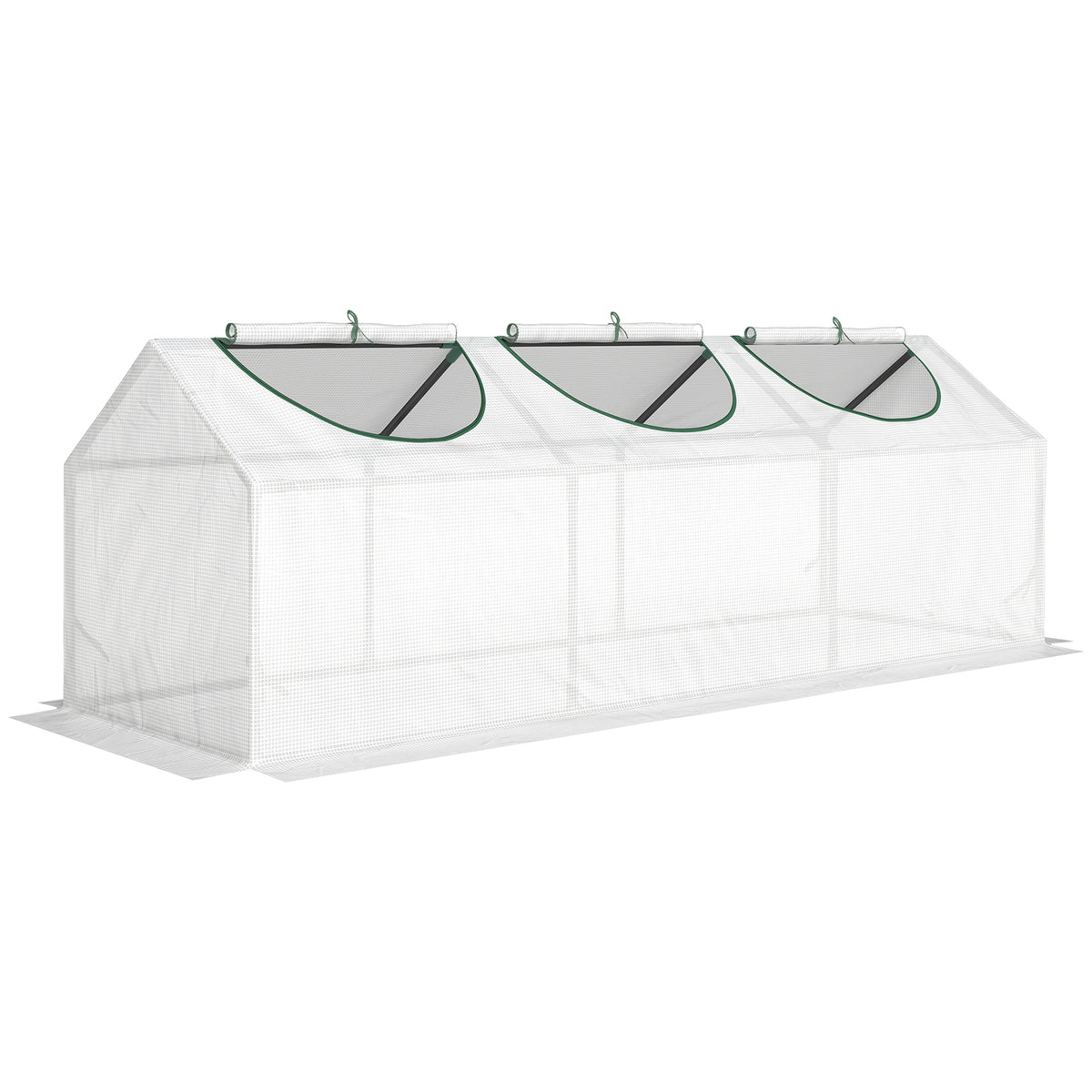 Serre de jardin mini serre 3 fenêtres enroulables couverture en PE haute densité 140 g/m² 180 x 60 x 60 cm blanc