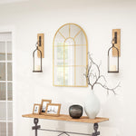 Miroir mural en métal cadre doré en forme de voûtée – 91 x 60 cm – décoration pour entrée ,chambre à coucher, salon