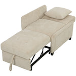 Poltrona Convertibile 1 Posto, Poltrona Letto Clic-Clac 4 in 1 Imbottita in Ciniglia, Schienale Regolabile, Seduta Ampia, Beige