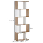 Bibliothèque à 5 niveaux, meuble de rangement en forme de S avec étagères, étagère de rangement blanc