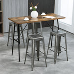 4er-Set stapelbare Industrie-Barhocker Sitzhöhe 76 cm silberfarbenes Metall