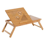 Table de lit plateau pour ordinateur en bois de bambou plateau inclinable pliable réglable en hauteur naturel