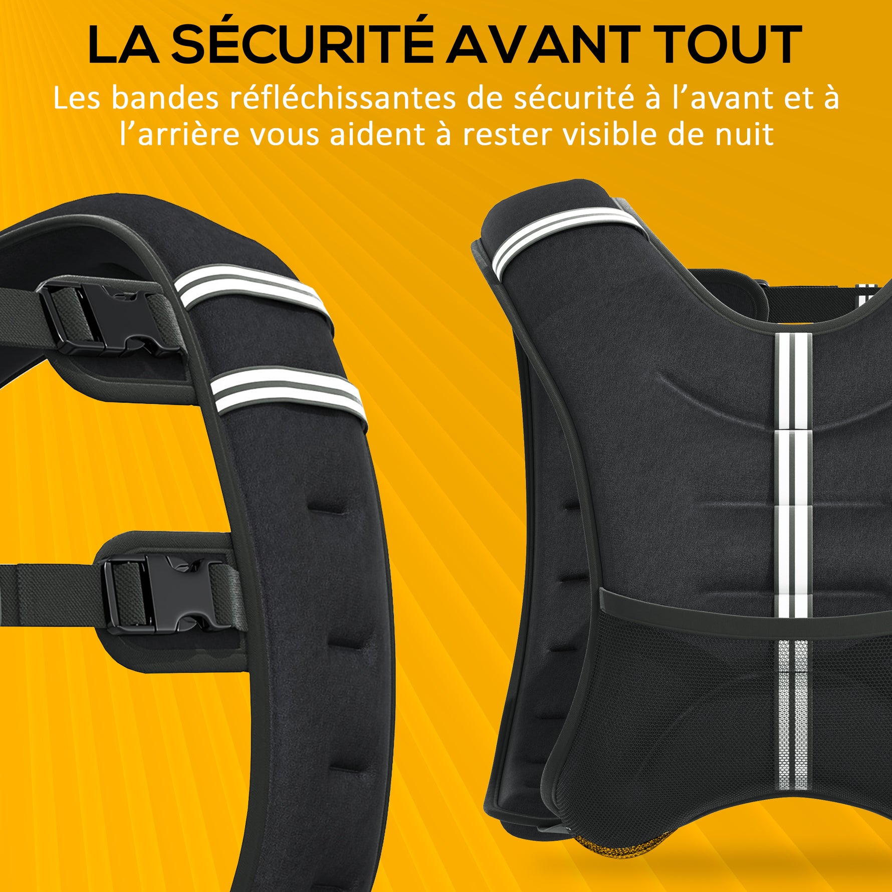 Gilet lesté de 10 kg, veste lestée, pour homme et femme, avec poche de rangement, tissu Oxford, sable métallique, noir