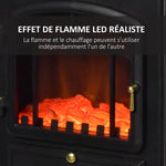 Cheminée électrique à Effet de Flamme poêle Style rétro Thermostat 1000/2000 W Anti surchauffe Noir