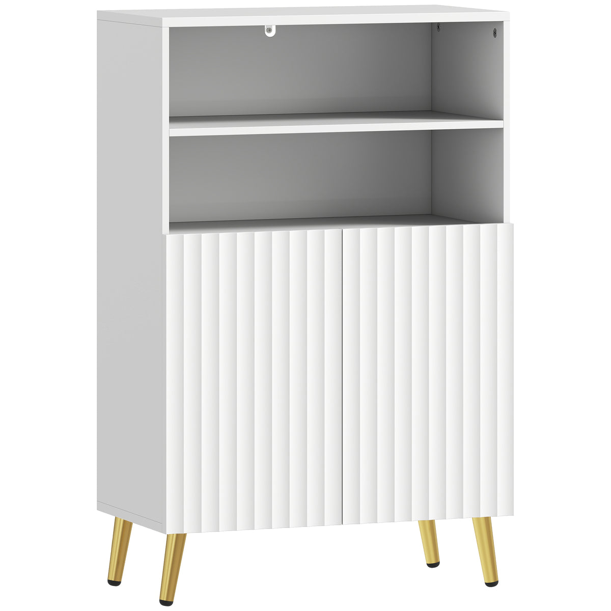 Meuble salle de bain, armoire salle de bain étroit 5 niveaux, portes cannelées à fermeture douce 60 x 31,8 x 93 cm blanc