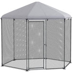 Enclos poulailler extérieur 5 m² parc grillagé dim. 2,8L x 2,45l x 2,46H - espace couvert - 5/8 poules