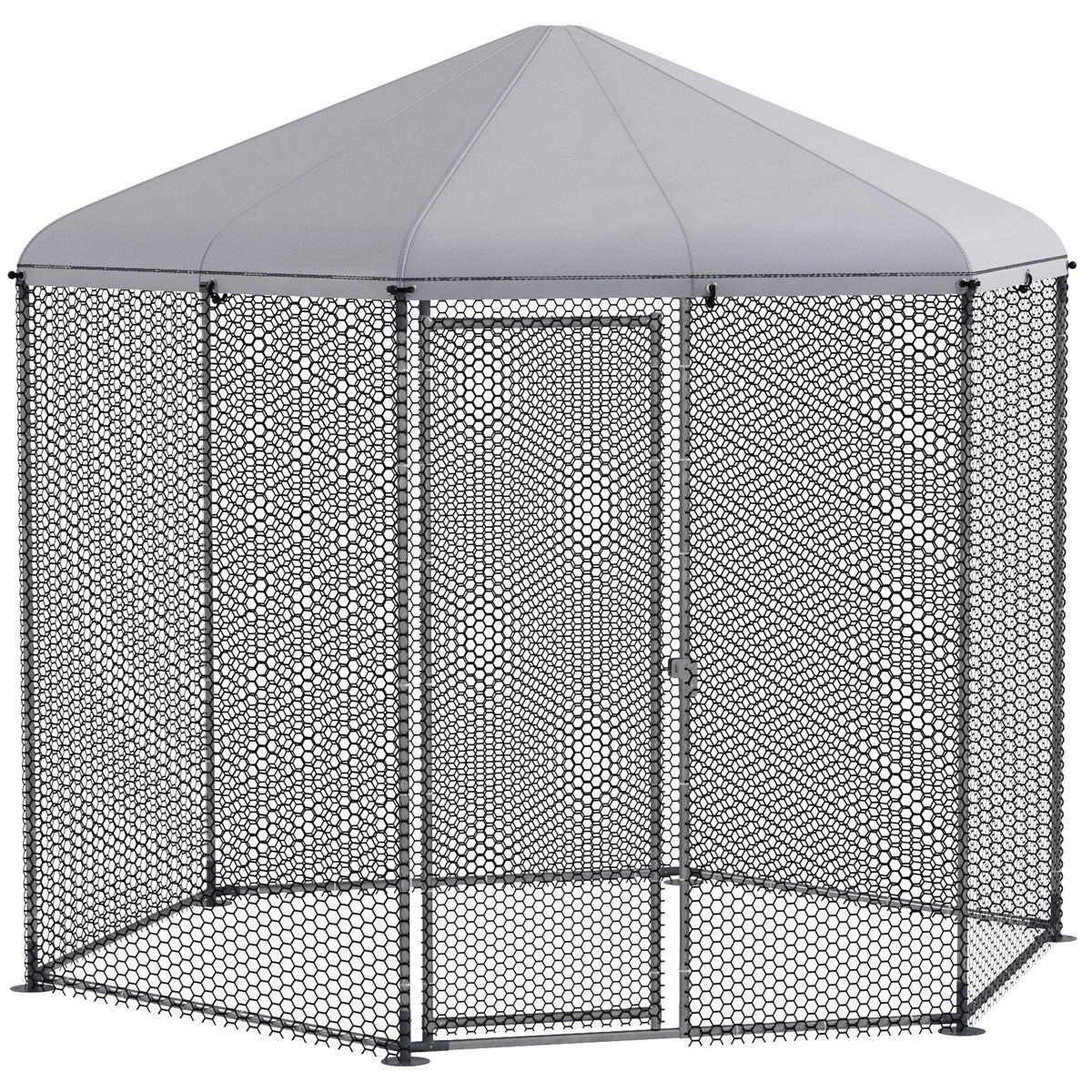 Enclos poulailler extérieur 5 m² parc grillagé dim. 2,8L x 2,45l x 2,46H - espace couvert - 5/8 poules