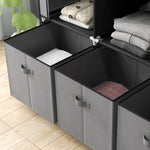 Faltbarer Stoffschrank mit 5 Regalen, 2 Kleiderstangen und 3 Stoffschubladen 125L x 43B x 162,5H cm