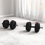 Haltères 2 en 1 réglables, haltères libres avec poignées antidérapantes, 15KG - Barres incluses