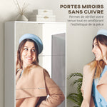 Meuble à chaussures 2 en 1 façades miroir 4 portes abattants, étagères réglables, jusqu'à 24 paires, 76l x 26P x 168H cm