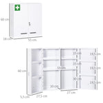 Armoire à pharmacie 6 étagères avec serrure et 2 clés de sécurité, 55x18x60 cm, blanc