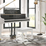 Banc de piano, banc de clavier réglable en hauteur en bois massif, siège rembourré, 64 x 35 x 45-55 cm, blanc