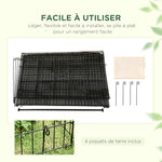 Clôture pour petits animaux cage pour animaux domestiques cadre en métal galvanisé 4 piquets de sol noir et beige