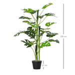 Plante artificielle modèle Monstera avec 21 feuilles en pot ciment, intérieur ou extérieur, dim. Ø16 x 100H cm