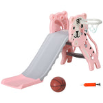 Toboggan pour enfants, toboggan intérieur pour enfants, avec panier de basket, thème tigre, de 18 à 36 mois, rose