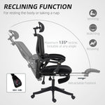 Chaise Bureau Ergonomique avec Appui-Tête Réglable, Fauteuil de Bureau Inclinable en Maille, Dossier Séparé, Noir