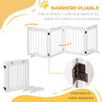 Barrière de sécurité barrière modulable pliable pour animaux de compagnie 4 panneaux en bois de pin massif 204 x 30 x 61 cm blanc