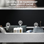 Banc de rangement 53,8L avec siège rembourré en lin et accoudoirs, pour salon, chambre, entrée, 132 x 42 x 50 cm, gris