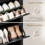 Armoire à Chaussures 3 Portes abattantes 2 Compartiments Panneaux Particules noir chêne