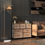 Cómoda de 7 cajones, mueble de almacenamiento con cajones de tela plegables - estructura de acero negro - 98 x 29 x 85 cm