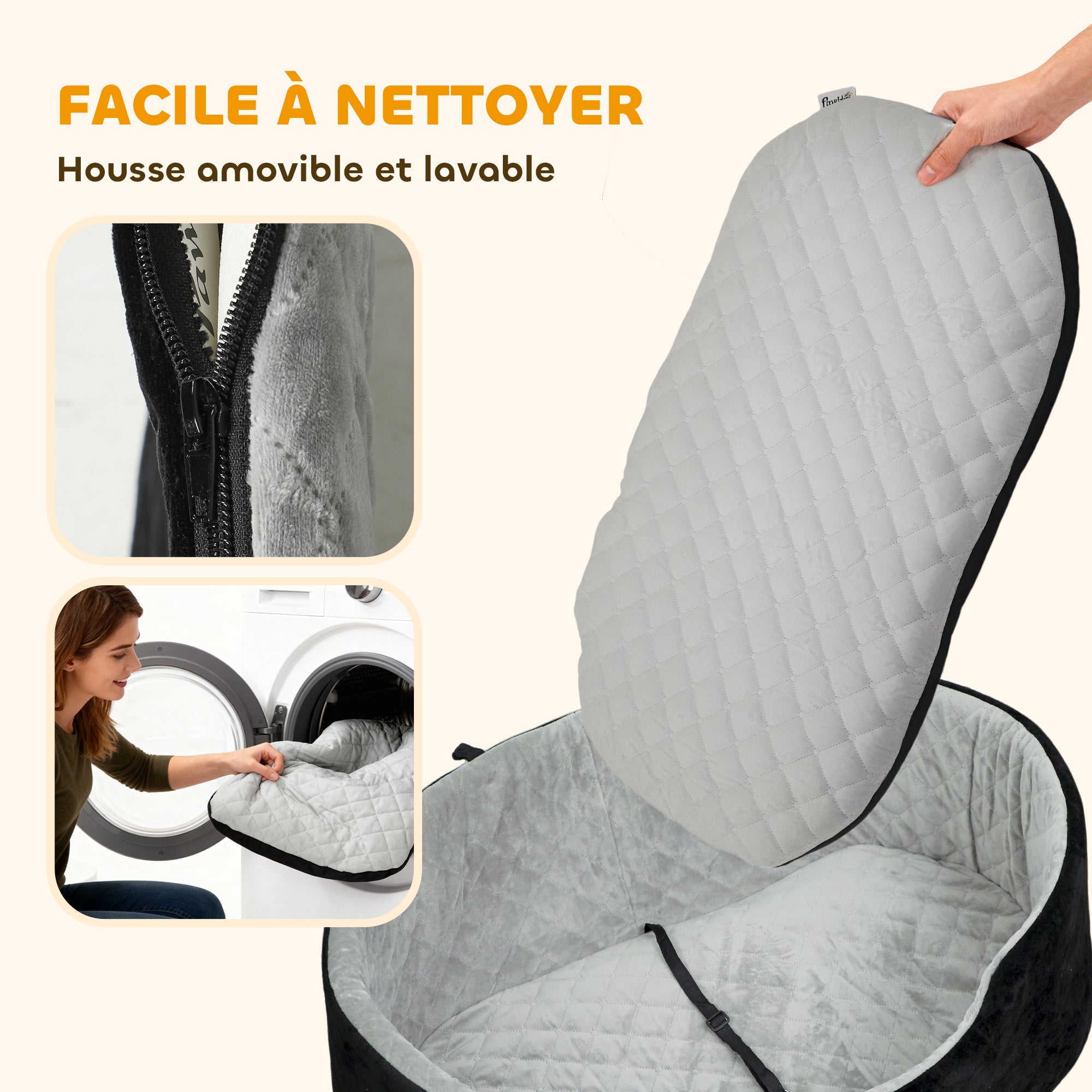 Siège auto pour chien avec ceinture de sécurité et fixation siège de voiture pour chien rembourré 77 x 43 x 28 cm noir