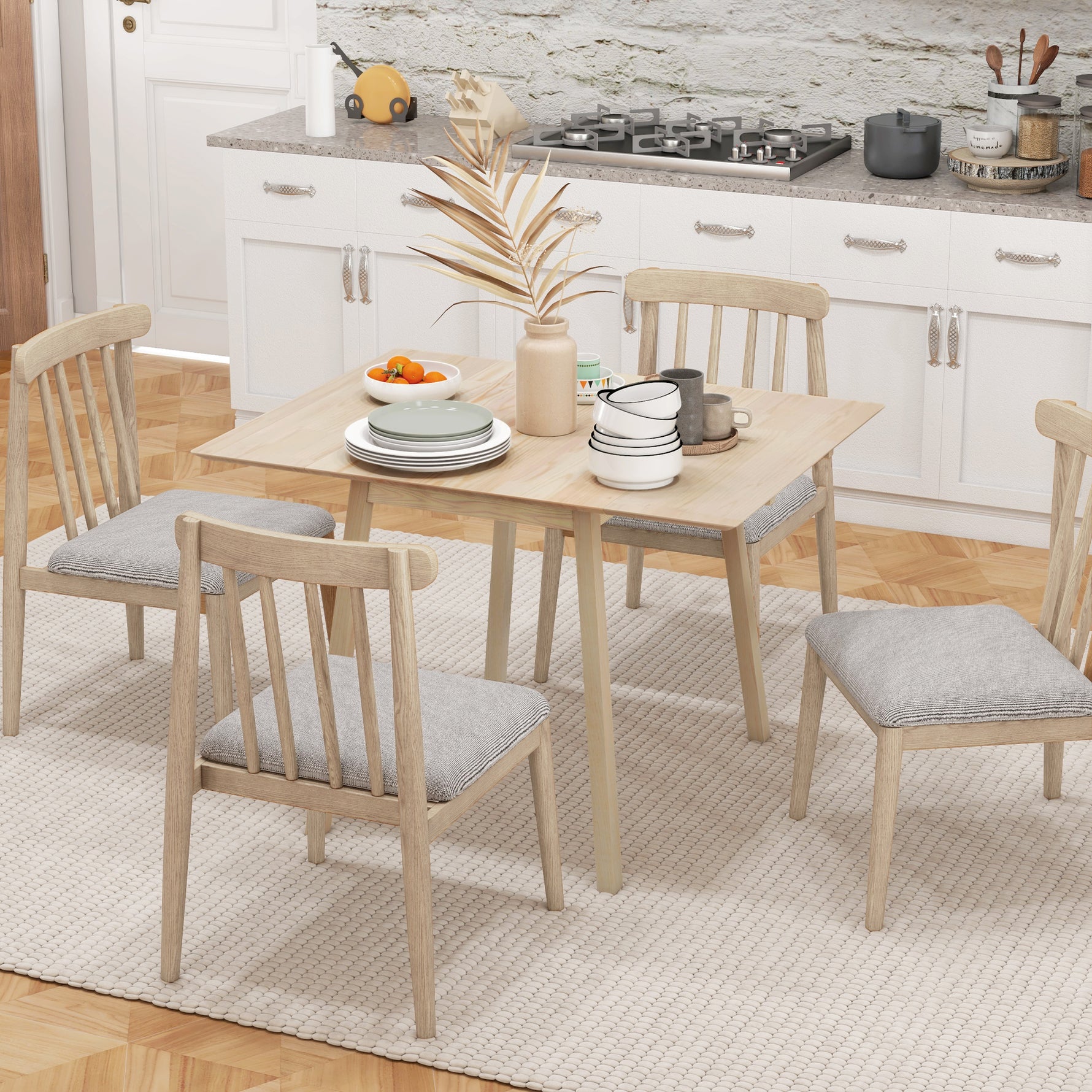 Table de cuisine pliable table à manger pliante avec plateau rabattable en bois pour 2 à 4 personnes bois naturel