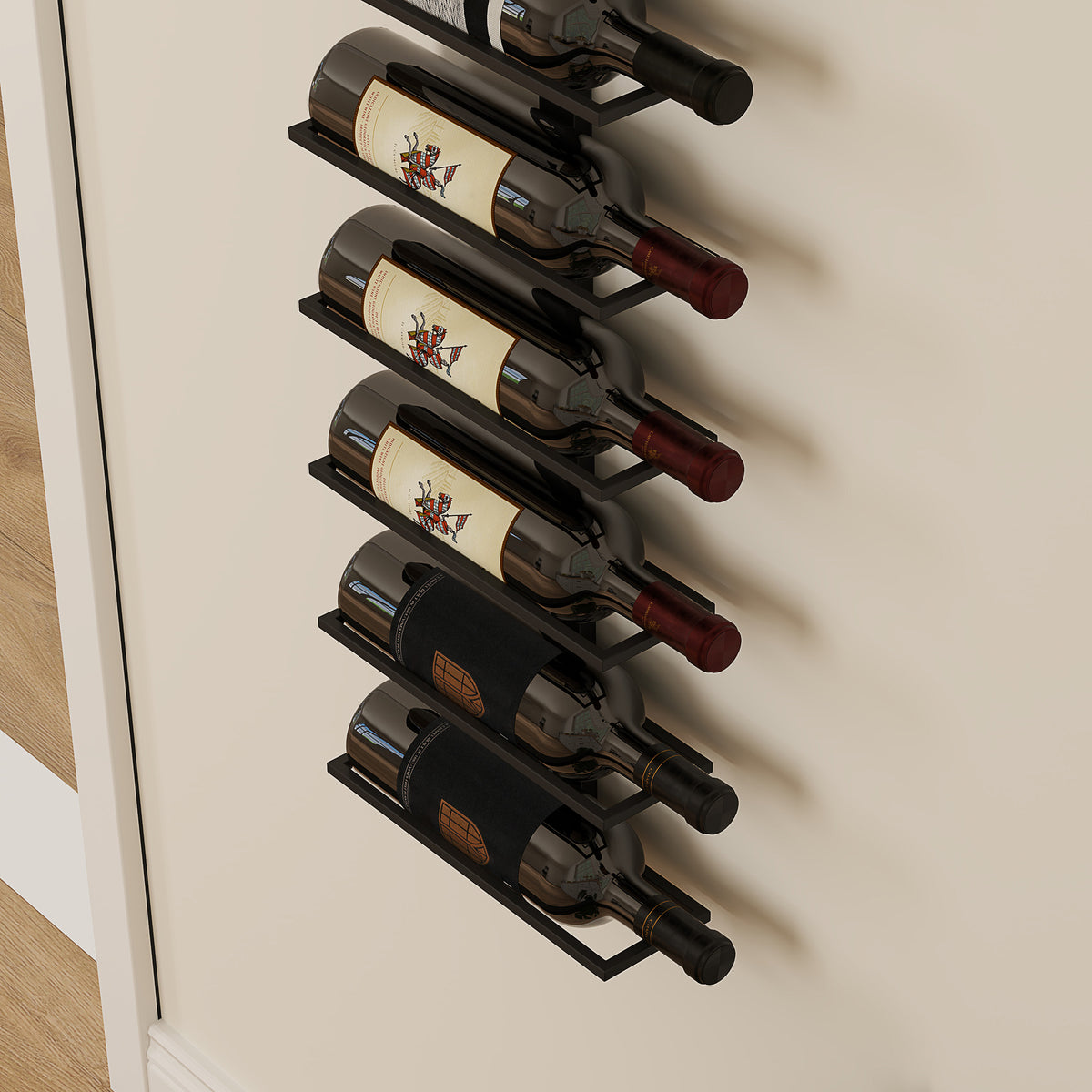 Porte bouteille mural en acier pour 10 bouteilles, pour cuisine, bar, salle à manger, cave, noir