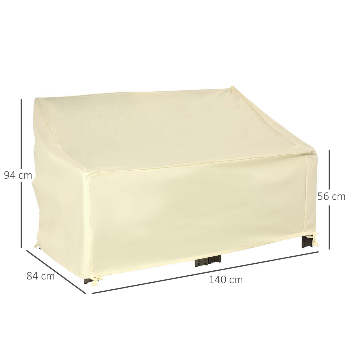 Housse de canapé exterieur étanche, housse de banc de jardin 600D tissu oxford, bache de canapé extérieur pour balcon, terrasse, 140 x 84 x 56/94 cm, beige
