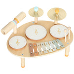 Jeux de Tambours pour Bébé, Tambour bébé avec Xylophone pour Tout-Petits, Instruments de Musique en Bois, Naturel