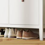 Meuble à chaussures 20 paires avec 4 tiroirs, portes rabattables, étagères amovibles et réglables, blanc